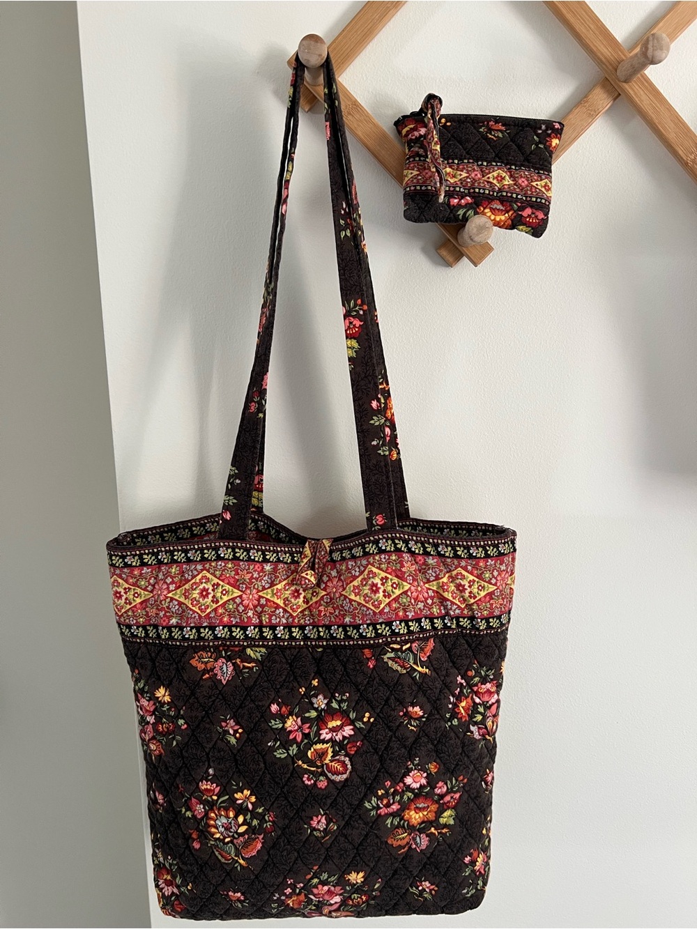 Vera Bradley Vintage Chocolat Tote & Coin Purse